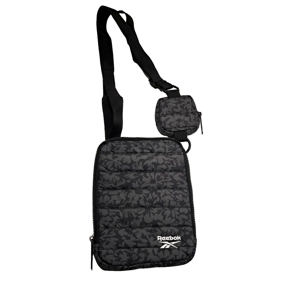 Reebok Quilted Crossbody Bag w/ Removable Pouch 9x6" Women's Floral‎ Adjustable